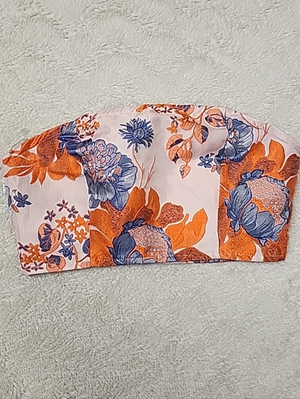 • Fashion Nova Junior’s Sleeveless Floral Cropped Tube Top XS Orange Multicolor
